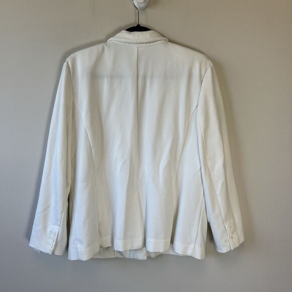On 34th White Blazer Longline Stretch Knit One Button Unlined Size Large - Picture 8 of 13